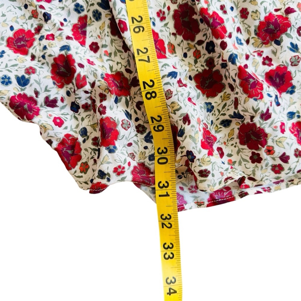 RIXO lace trimmed Floral Red and Cream miniDress NEW - Picture 12 of 15